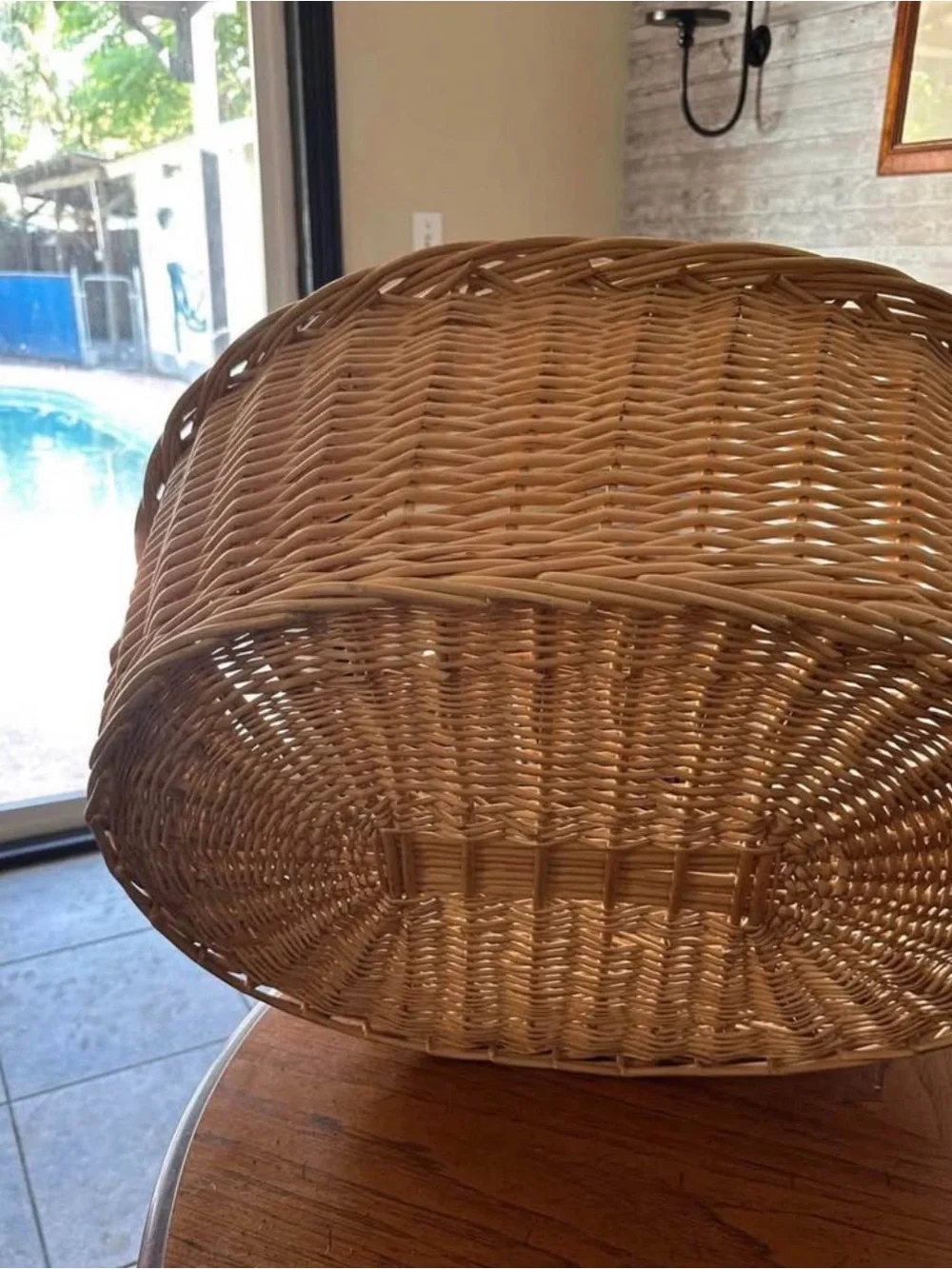 Woven Natural Rattan Pet Bed Basket - Natural